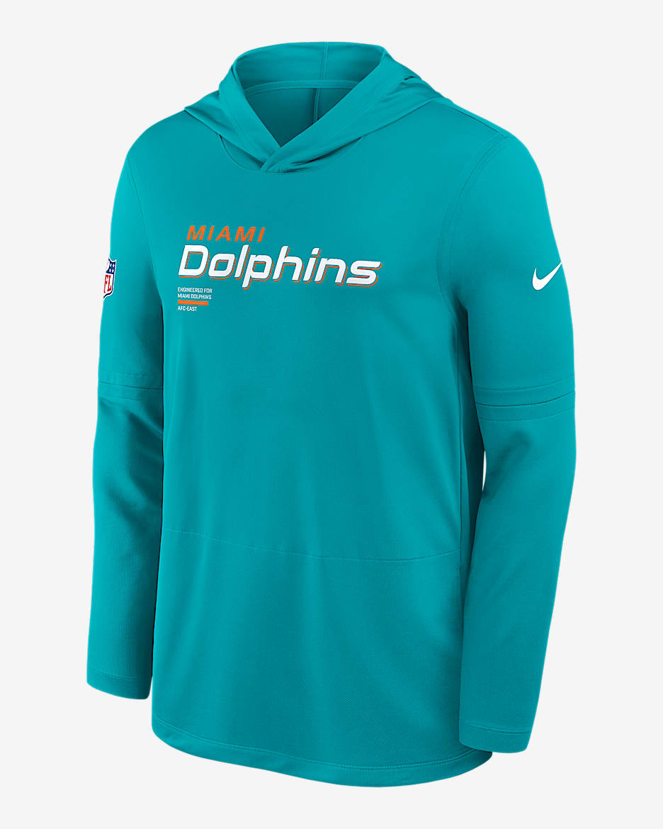 【NIKE】Miami Dolphins Sideline Jersey Men's Nike Aqua Miami Dolphins Sideline Tonal Logo